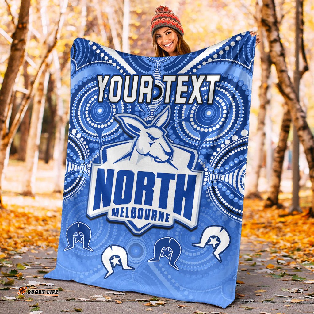 Custom Personalised Kangaroos Football NAIDOC Week Premium Blanket North Melbourne Aboriginal Dhari Ver.01