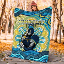 Custom Personalised Titans Rugby Australia Aboriginal Gold Blue Blanket