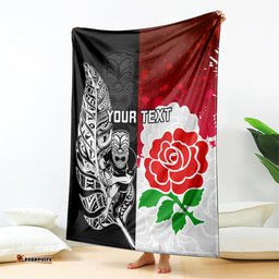 Custom New Zealand And England Rugby Blanket World Cup All Black Combine Red Roses