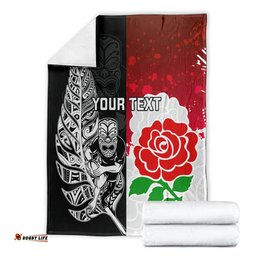 Custom New Zealand And England Rugby Blanket World Cup All Black Combine Red Roses