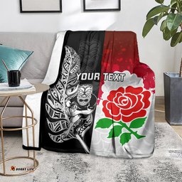 Custom New Zealand And England Rugby Blanket World Cup All Black Combine Red Roses