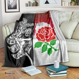 Custom New Zealand And England Rugby Blanket World Cup All Black Combine Red Roses