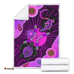 Aboriginal NAIDOC Week Purple Turtle Lizard Sun Blanket 07