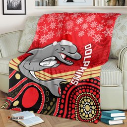 Dolphins Rugby Christmas Blanket Merry Xmas Mix Aboriginal Art