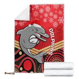 Dolphins Rugby Christmas Blanket Merry Xmas Mix Aboriginal Art