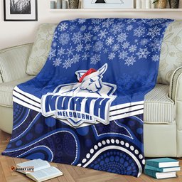 North Melbourne Football Christmas Blanket Merry Xmas Mix Aboriginal Art