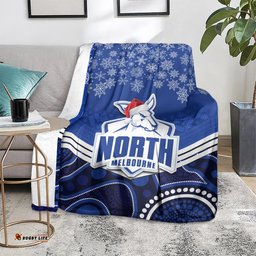 North Melbourne Football Christmas Blanket Merry Xmas Mix Aboriginal Art