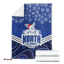 North Melbourne Football Christmas Blanket Merry Xmas Mix Aboriginal Art