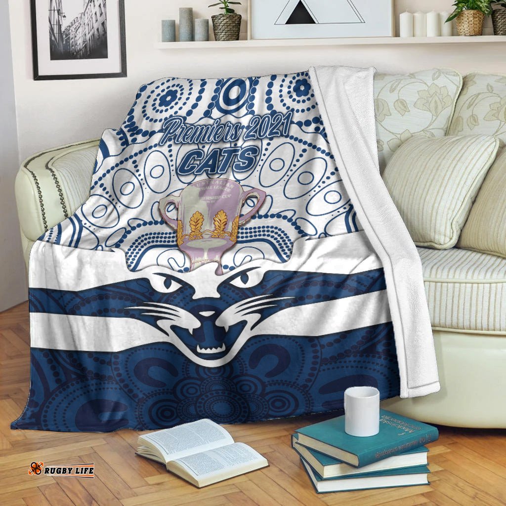 Geelong Cats Indigenous Premium Blanket Football Premiers Trophy