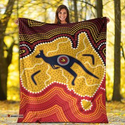 Australia Aboriginal Premium Blanket Indigenous Symbol Kangaroo