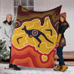 Australia Aboriginal Premium Blanket Indigenous Symbol Kangaroo