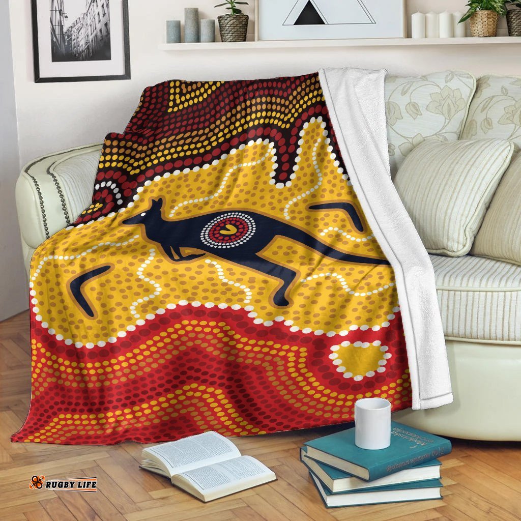 Australia Aboriginal Premium Blanket Indigenous Symbol Kangaroo