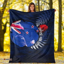 Custom New Zealand ANZAC Day Poppy Premium Blanket