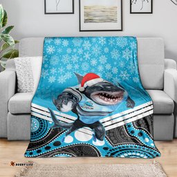 Sharks Rugby Christmas Blanket Merry Xmas Mix Aboriginal Art