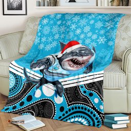 Sharks Rugby Christmas Blanket Merry Xmas Mix Aboriginal Art