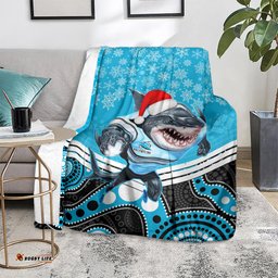 Sharks Rugby Christmas Blanket Merry Xmas Mix Aboriginal Art