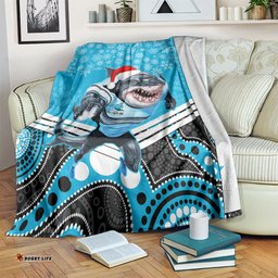 Sharks Rugby Christmas Blanket Merry Xmas Mix Aboriginal Art