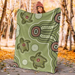 Aboriginal Blanket Aboriginal Dot Painting Turtle Green