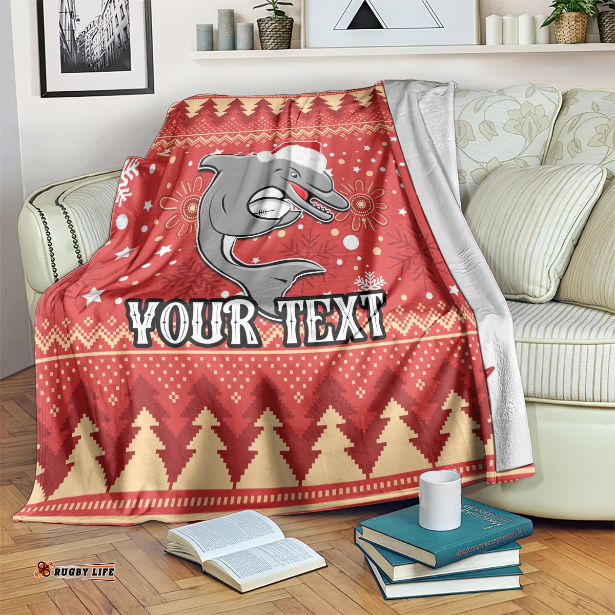 Custom Dolphins Rugby Blanket Chirstmas Vibe