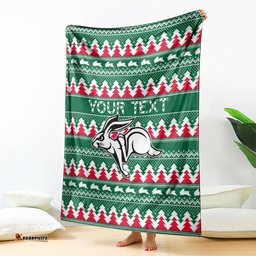 Personalised Rabbitohs Rugby Blanket Christmas Simple Vibe