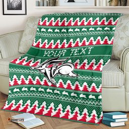 Personalised Rabbitohs Rugby Blanket Christmas Simple Vibe