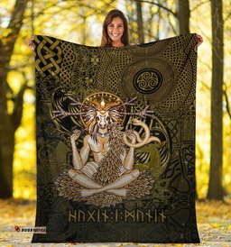 Cernunnos Goddess Premium Blanket Celtic God of the Forest