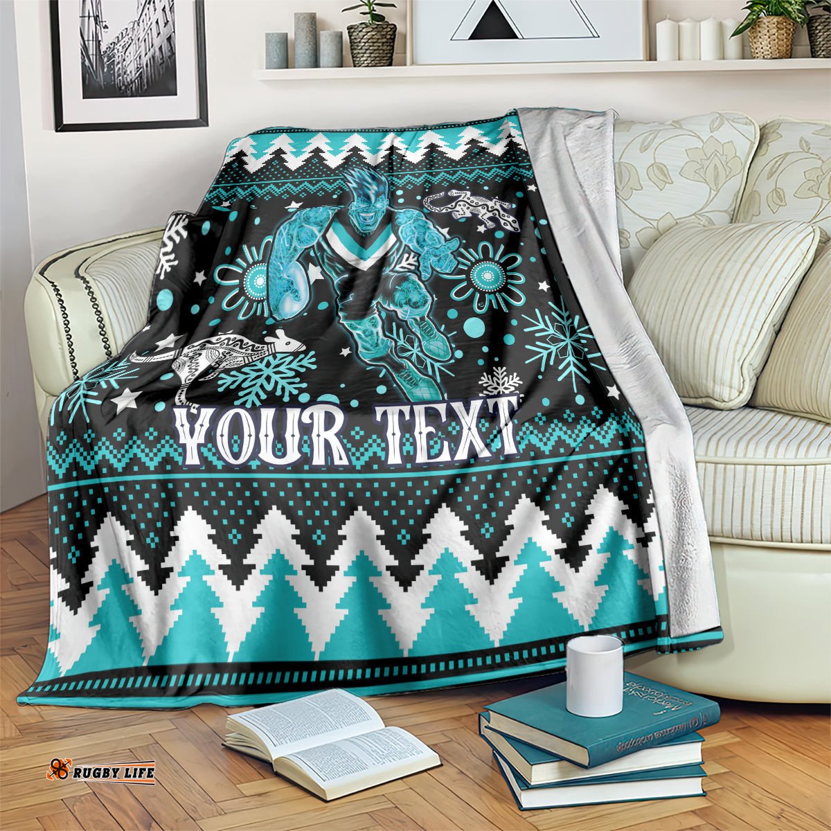 Custom Port Adelaide Power Football Blanket Port Adelaide Power Football Christmas Vibe