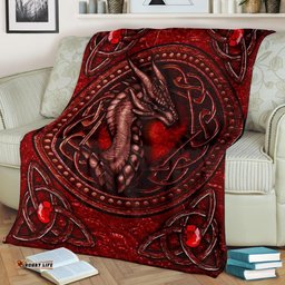 Celtic Dragon With Celtic Knot Premium Blanket Red