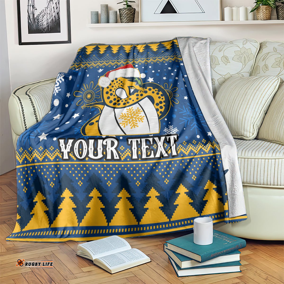 Custom Eels Rugby Blanket Chirstmas Vibe