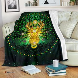 Celtic Pagan Deer Premium Blanket Moon Phases Deer with Tree of Life