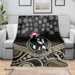 Collingwood Football Christmas Blanket Merry Xmas Mix Aboriginal Art