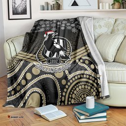 Collingwood Football Christmas Blanket Merry Xmas Mix Aboriginal Art