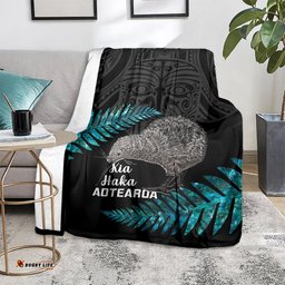 New Zealand Silver Fern Rugby Blanket Pacific Kia Haka Kiwis With Maori Ta Moko