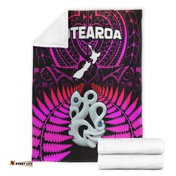 Aotearoa Fern Premium Blanket New Zealand Hei Tiki Purple Style