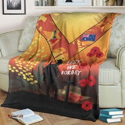 Custom Australia ANZAC Lest We Forget Orange Premium Blanket