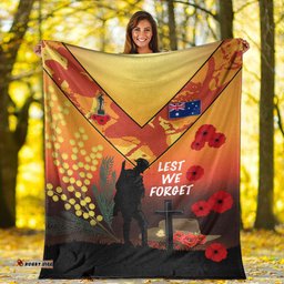 Custom Australia ANZAC Lest We Forget Orange Premium Blanket