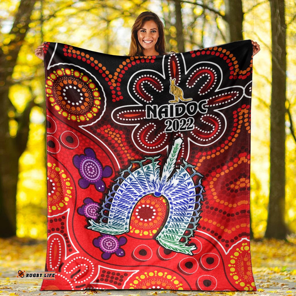 Australia NAIDOC Week Premium Blanket Australian Aboriginal Dhari Kangaroo Artsy Style
