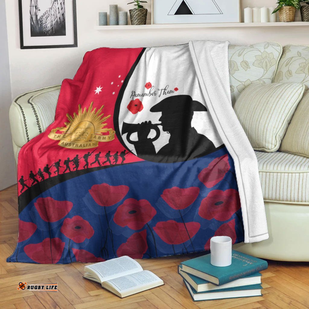 Australia ANZAC Day Soldier Blowing Trumpet Premium Blanket