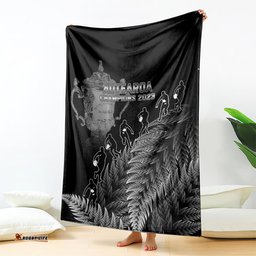 Custom New Zealand Silver Fern Rugby Blanket All Black Go Champions With Trophy Proud