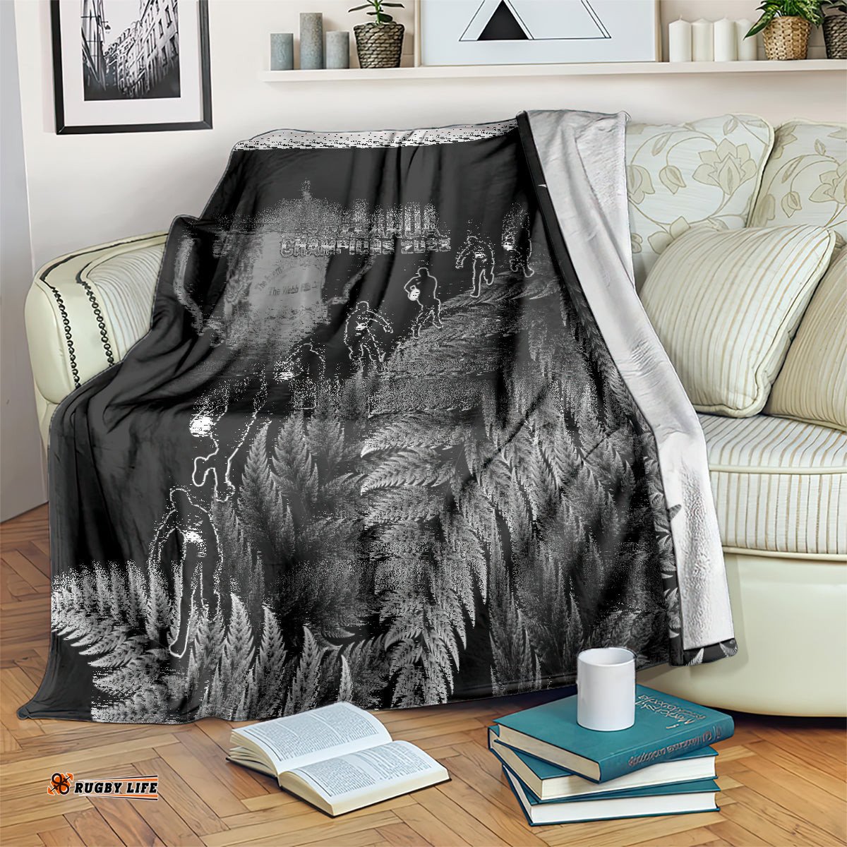 Custom New Zealand Silver Fern Rugby Blanket All Black Go Champions With Trophy Proud