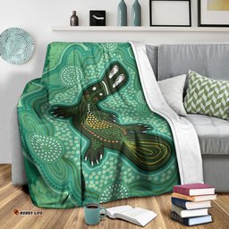 Australia Aboriginal Premium Blanket Indigenous Platypus Ver 10