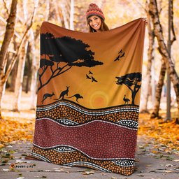 Aboriginal Blanket Aboriginal Family Kangaroo Sunset