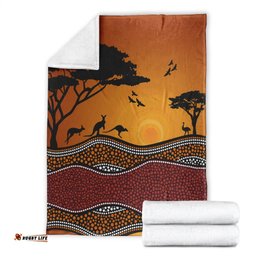 Aboriginal Blanket Aboriginal Family Kangaroo Sunset