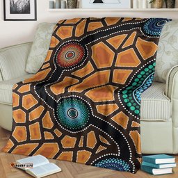 Australia Aboriginal Premium Blanket Indigenous Symbol Dot Painting Art Ver 5