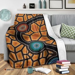 Australia Aboriginal Premium Blanket Indigenous Symbol Dot Painting Art Ver 5