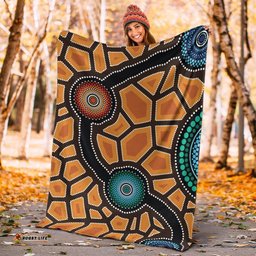 Australia Aboriginal Premium Blanket Indigenous Symbol Dot Painting Art Ver 5