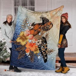 Polynesian Turtle Hibiscus Sea Shell Blanket