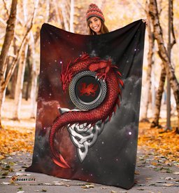 Wales Celtic Premium Blanket Dragon With Celtic