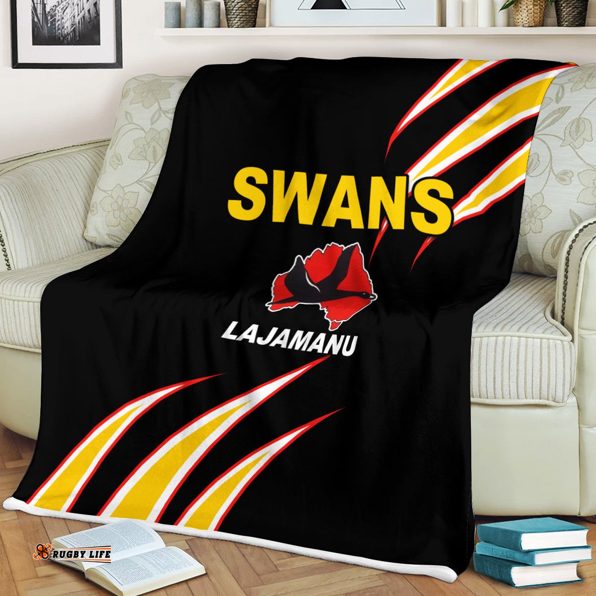 Northern Warlpiri Swans Lajamanu Football Black Blanket