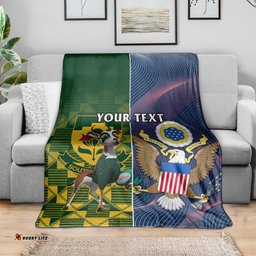 Custom South Africa And United States Rugby Blanket Springboks Combine Eagles